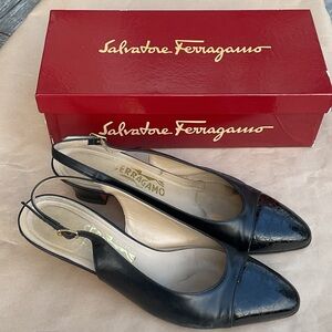 Salvatore Ferragamo Black Slingback Heels